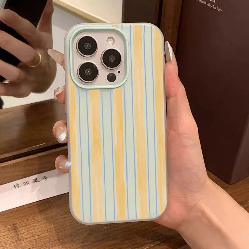 Yellow Phone Accessories - Soft Protector Stylish Yellow Striped Phone