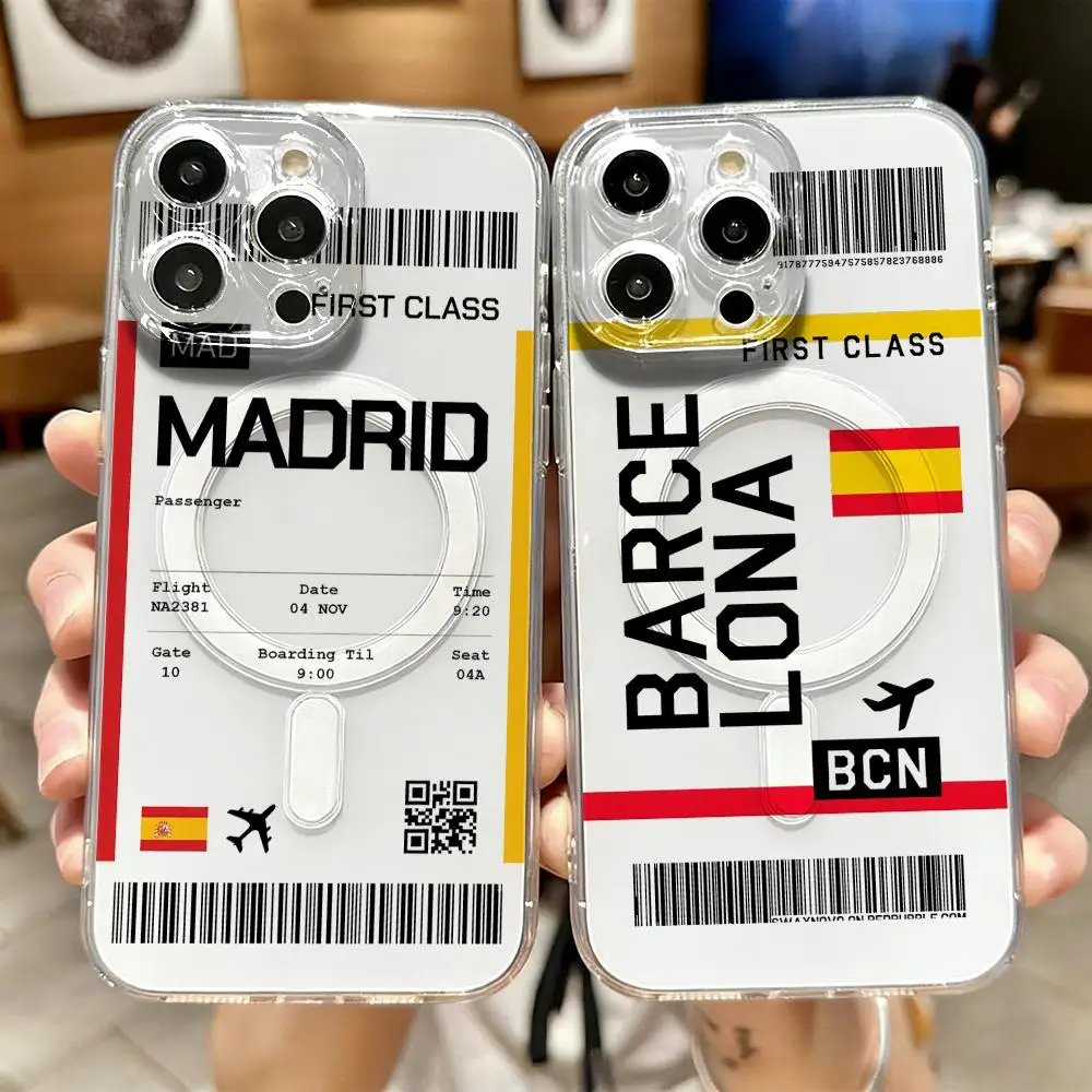 Magnetic Phone Case - Travel Plane Ticket Spain Phone Case