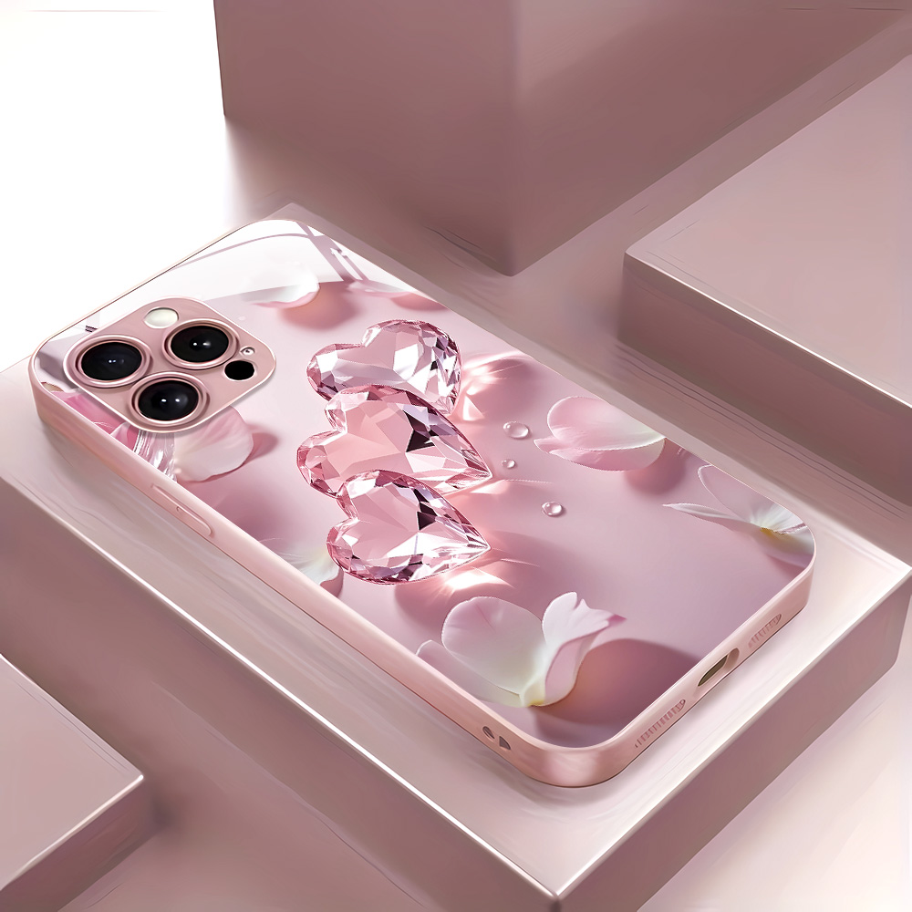 Tempered Glass Screen - Pink Butterfly Tempered Glass Case For