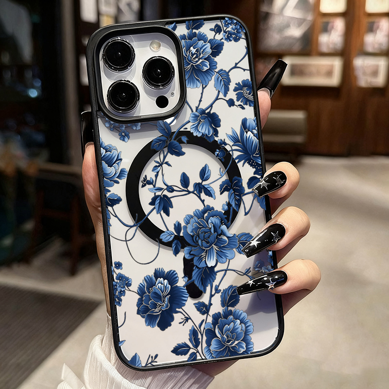 Luxury Vintage Blue Floral Mag - Magnetic Phone Case review and price