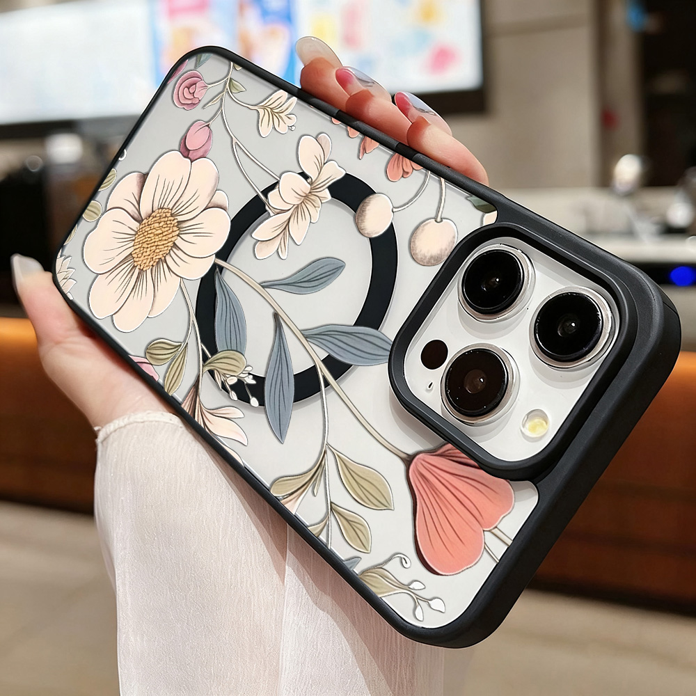 Black Frame Floral Anti-fall P - Magnetic Phone Case review and price