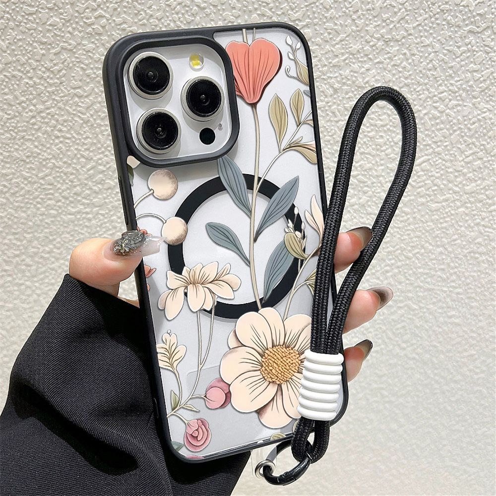 Black Frame Floral Anti-fall P - Magnetic Phone Case review and price