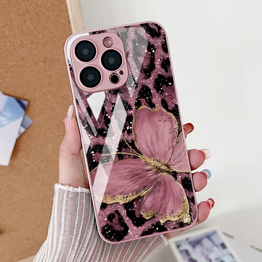 Butterfly Leopard Print Phone  - Tempered Glass Screen review and price