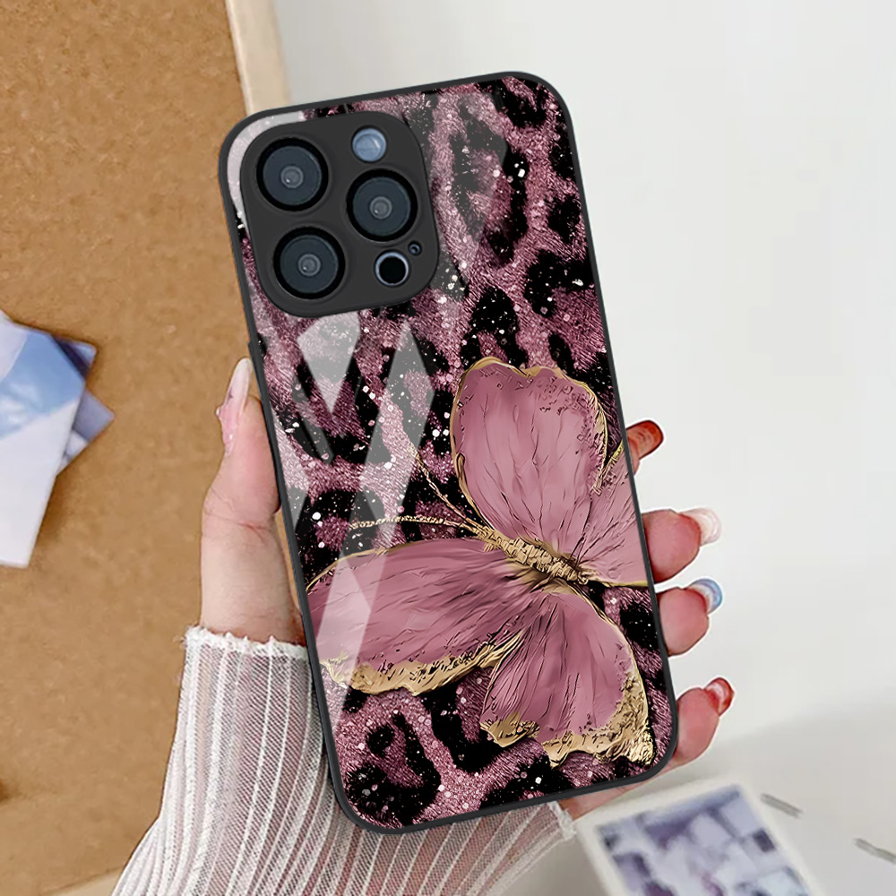 Butterfly Leopard Print Phone  - Tempered Glass Screen review and price