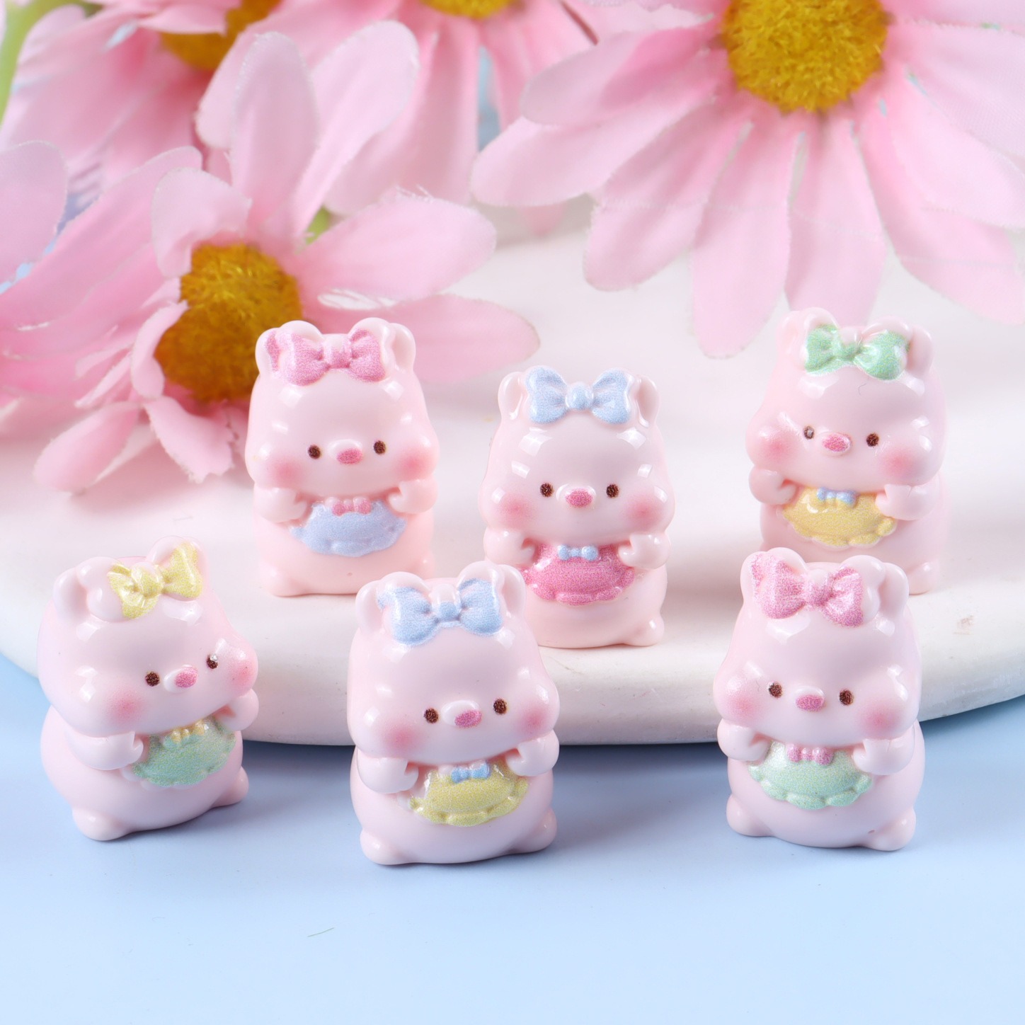 6PCS Mixed Cute Pig Resin Char - Yellow Phone Accessories review and price