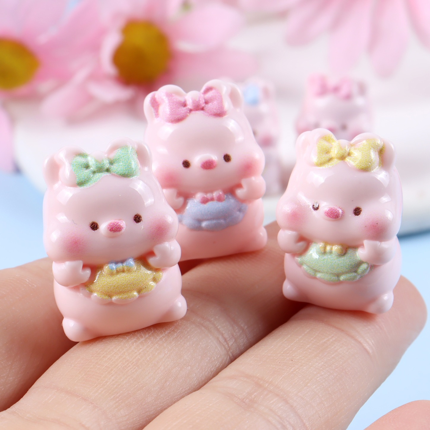 6PCS Mixed Cute Pig Resin Char - Yellow Phone Accessories review and price