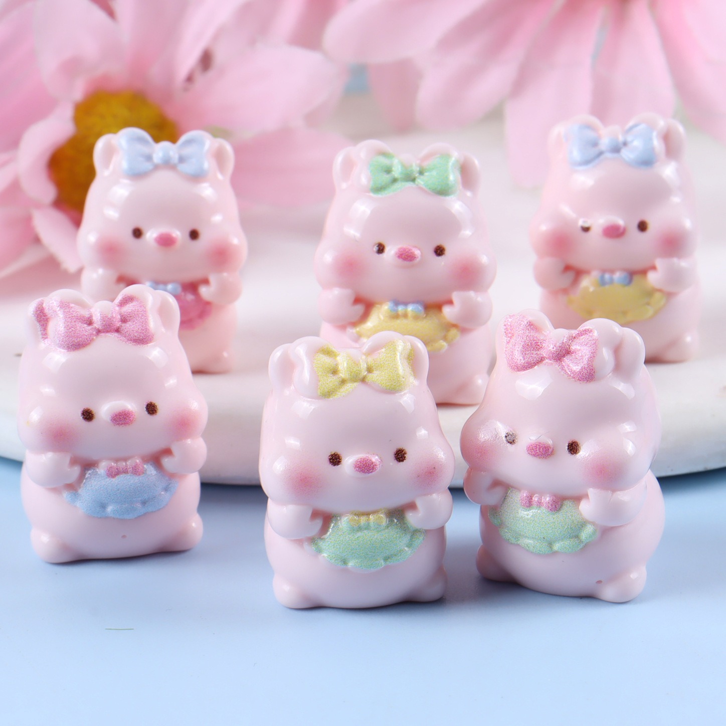 6PCS Mixed Cute Pig Resin Char - Yellow Phone Accessories review and price
