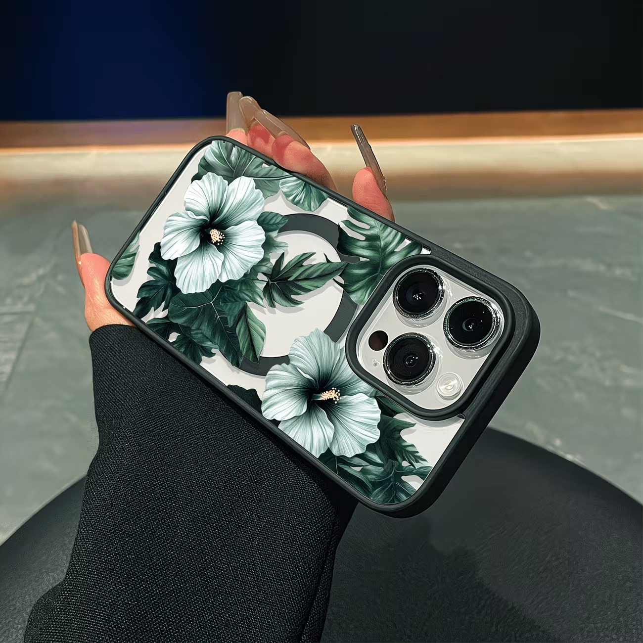 Green Floral Print Phone Case  - Magnetic Phone Case review and price